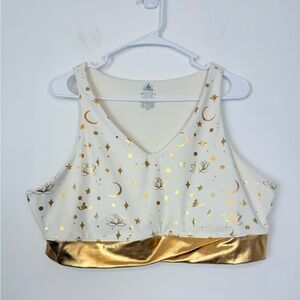 Jasmine Disney Aladdin Metallic Gold Sports
Bra Active Wear Top. Plus Size 1X.